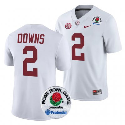 Men's Alabama Crimson Tide #2 Caleb Downs 2024 Rose Bowl White NCAA Playoff College Football Jersey 2403QQWS5